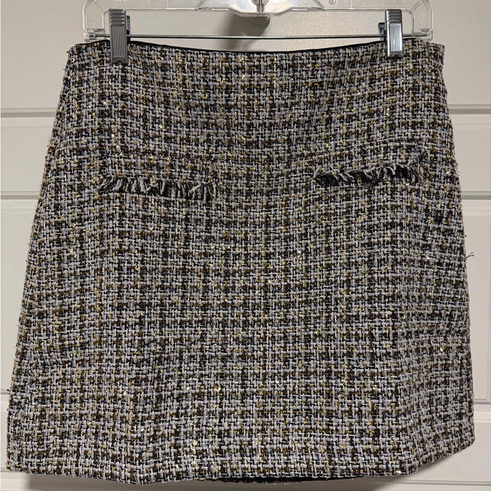 LOFT Tweed Mini Skirt - Black, White, and Gold